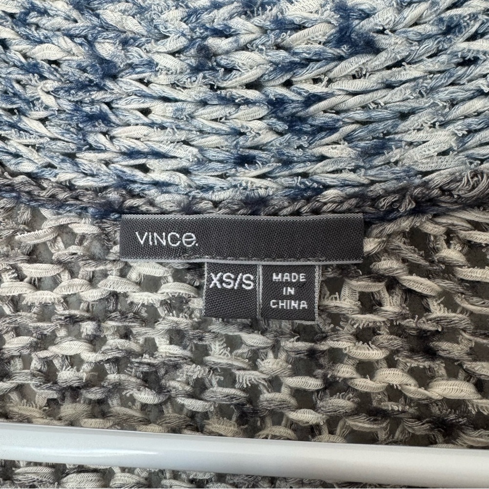 Vince Blue Gray Striped Oversized Cardigan Size XS/S Chunky Knit Fall Winter - Picture 13 of 15